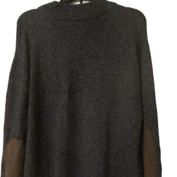 CHAPS Heathered Dark Gray Elbow Patch Henley Button 100% Cotton Sweater XL - Picture 7 of 10